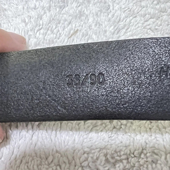 Mens Black Thick Leather Belt 36 Silver Buckle 1”Vintage Classic Grunge Goth - Picture 5 of 11